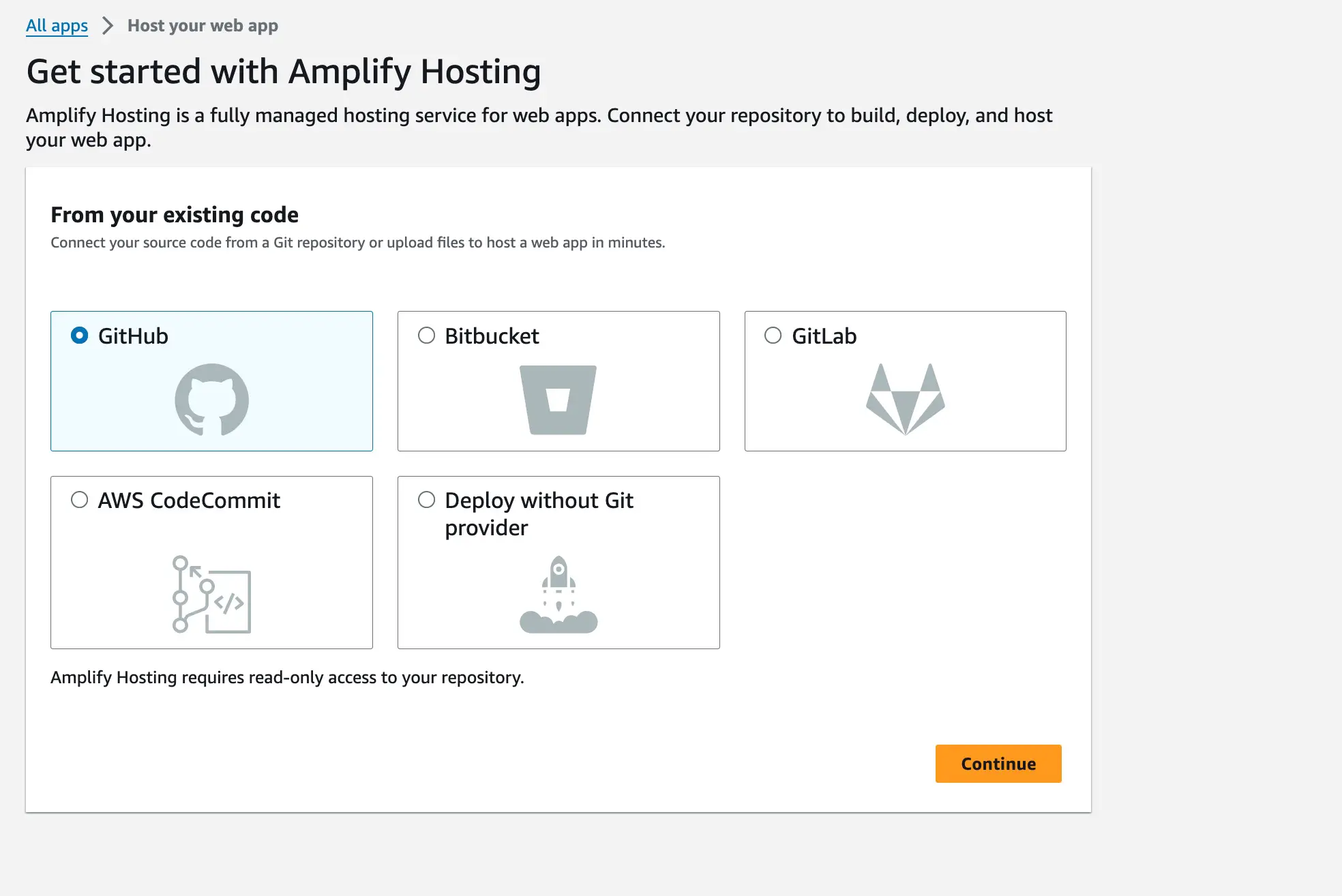 Amplify new app Git
